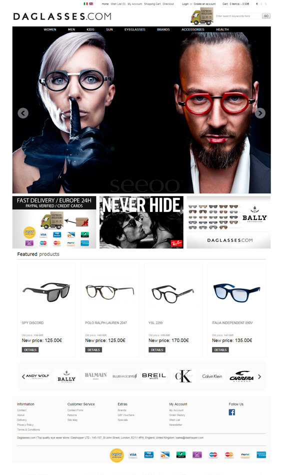 Daglasses / eCommerce website / 2013