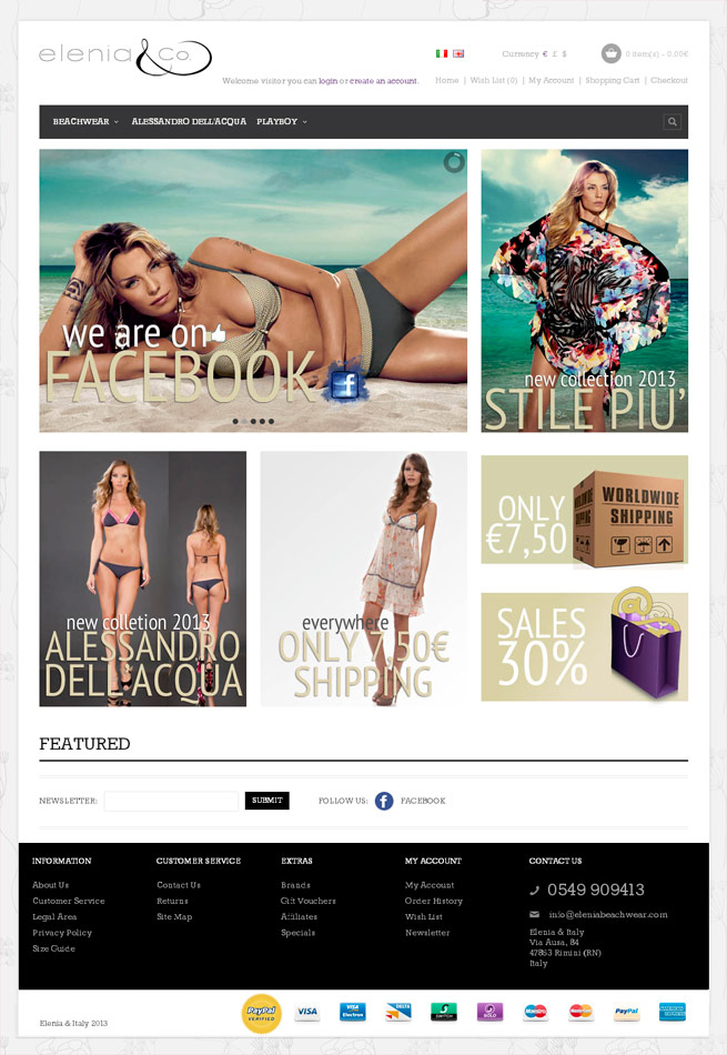 Elenia Beachwear / eCommerce website / 2013